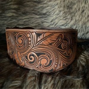 Tooled Leather Wait Belt by Western Skies Handmade